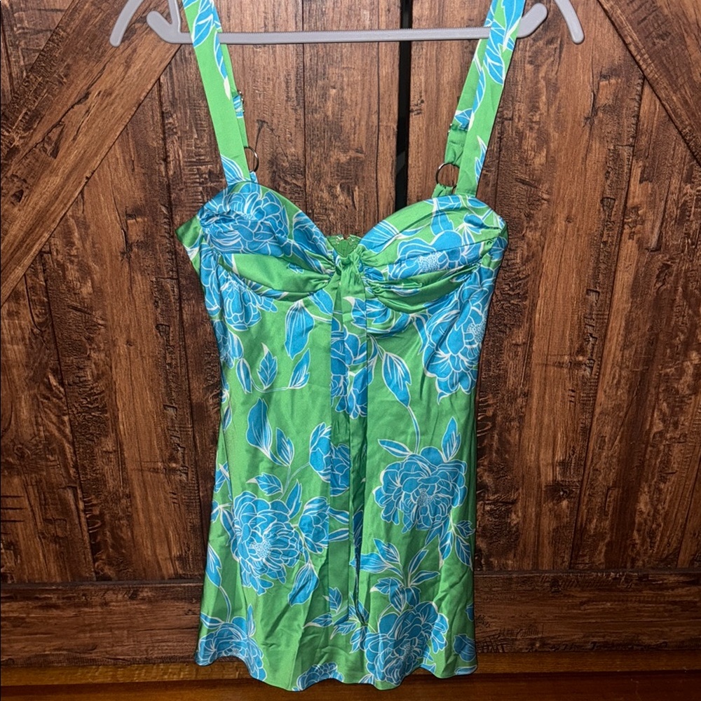 City Studio Green and Blue Floral Sundress